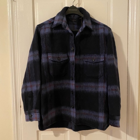 All Saints blue plaid Gallaway shirt - Picture 3 of 8